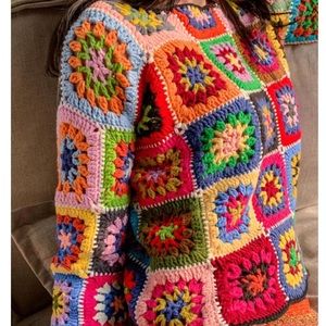 Handmade Granny Square colorful Vintage Blouse
